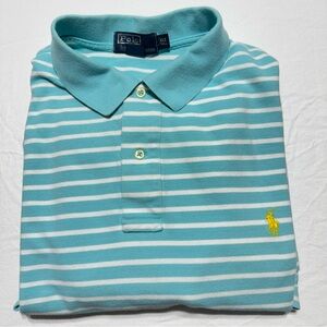 Ralph Lauren Aqua and White Mens Polo Shirt XLT